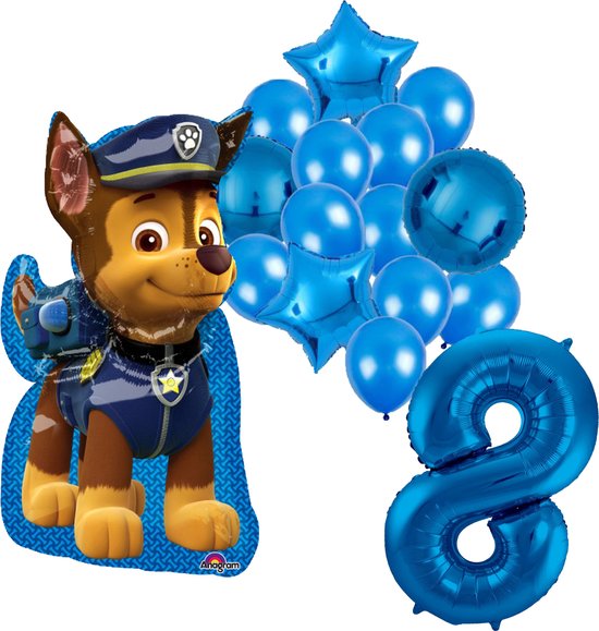 Paw Patrol Chase ballon set - 58x78cm - Folie Ballon - Themafeest - Verjaardag - Ballonnen - Versiering - Helium ballon