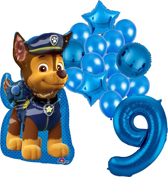 Paw Patrol Chase ballon set - 58x78cm - Folie Ballon - Themafeest - Verjaardag - Ballonnen - Versiering - Helium ballon