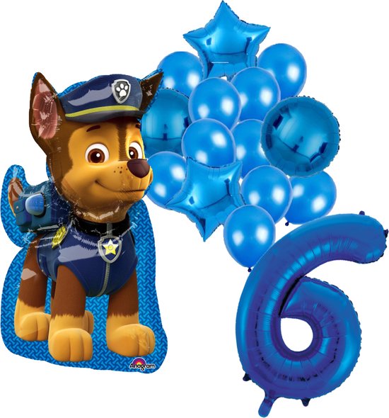 Paw Patrol Chase ballon set - 58x78cm - Folie Ballon - Themafeest - Verjaardag - Ballonnen - Versiering - Helium ballon