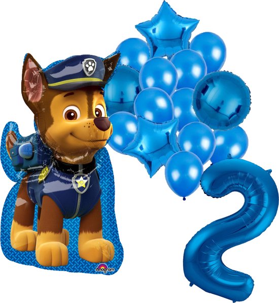 Paw Patrol Chase ballon set - 58x78cm - Folie Ballon - Themafeest - Verjaardag - Ballonnen - Versiering - Helium ballon