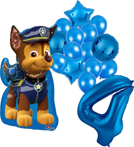 Paw Patrol Chase ballon set - 58x78cm - Folie Ballon - Themafeest - Verjaardag - Ballonnen - Versiering - Helium ballon