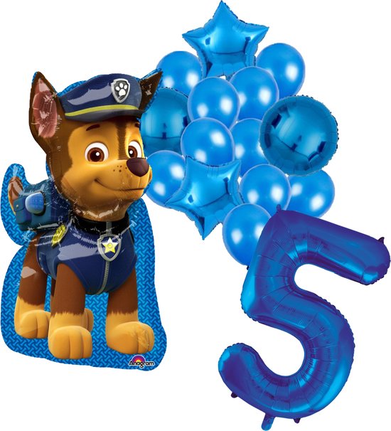 Paw Patrol Chase ballon set - 58x78cm - Folie Ballon - Themafeest - Verjaardag - Ballonnen - Versiering - Helium ballon