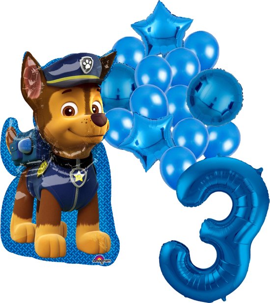 Paw Patrol Chase ballon set - 58x78cm - Folie Ballon - Themafeest - Verjaardag - Ballonnen - Versiering - Helium ballon