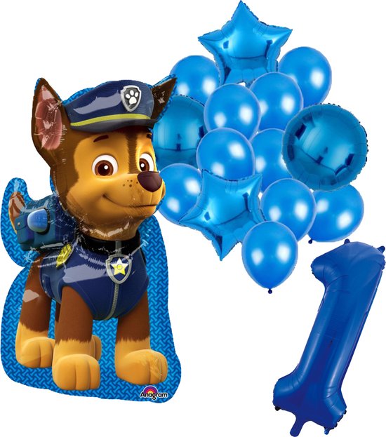 Paw Patrol Chase ballon set - 58x78cm - Folie Ballon - Themafeest - Verjaardag - Ballonnen - Versiering - Helium ballon