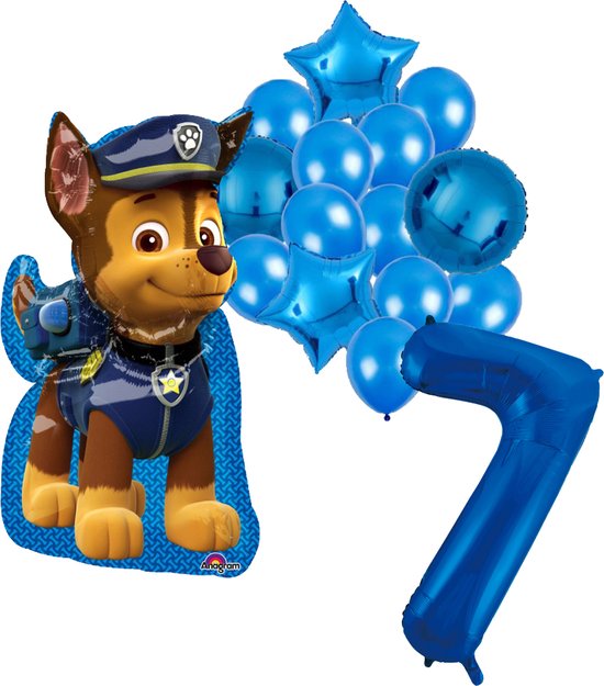 Paw Patrol Chase ballon set - 58x78cm - Folie Ballon - Themafeest - Verjaardag - Ballonnen - Versiering - Helium ballon